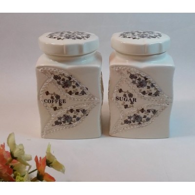 Κεραμικά Βάζα Για Καφέ-Ζάχαρη 2τεμ.
