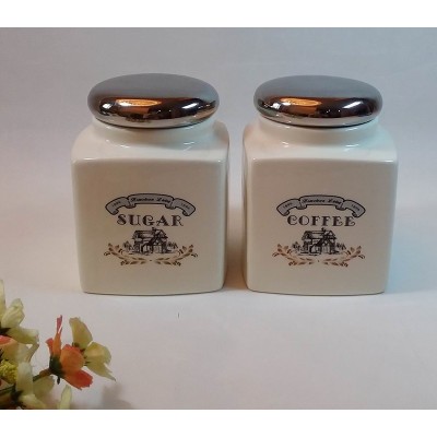 Κεραμικά Βάζα Για Καφέ-Ζάχαρη 2τεμ.