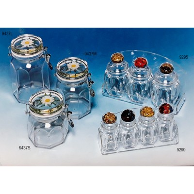 Σετ Βάζα Αποθήκευσης Καφέ-Ζάχαρη-Μπαχαρικά plexiglass