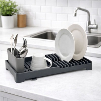 ΠΙΑΤΟΘΗΚΗ ΠΛΑΣΤΙΚΗ ΜΕ ΔΙΣΚΟ ΚΑΙ ΚΟΥΤΑΛΟΘΗΚΗ ΣΕ ΓΚΡΙ ΜΑΤ ΧΡΩΜΑ 19x46x13,5εκ. ANKOR