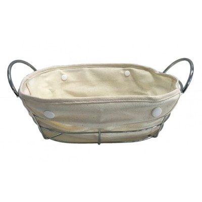 Ψωμιέρα οβάλ υφασμάτινη με μεταλλική βάση