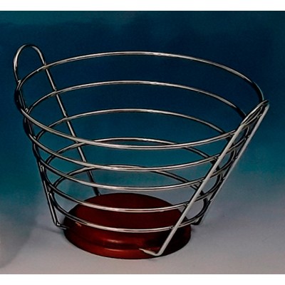 Φρουτιέρα μεταλλική με ξύλινη βάση