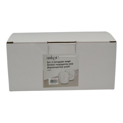 ΣΕΤ 2 ΦΛΙΤΖΑΝΙΑ ΚΑΦΕ ΔΙΠΛΟΥ ΤΟΙΧΩΜΑΤΟΣ ΑΠΟ ΒΟΡΙΟΠΥΡΙΤΙΚΟ ΓΥΑΛΙ 80ml ANKOR