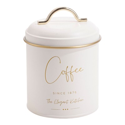 ΣΕΤ 2 ΜΕΤΑΛΛΙΚΑ ΒΑΖΑ ΛΕΥΚΑ ΜΕ ΧΡΥΣΕΣ ΛΕΠΤΟΜΕΡΕΙΕΣ Coffee Sugar 11x16εκ. ANKOR