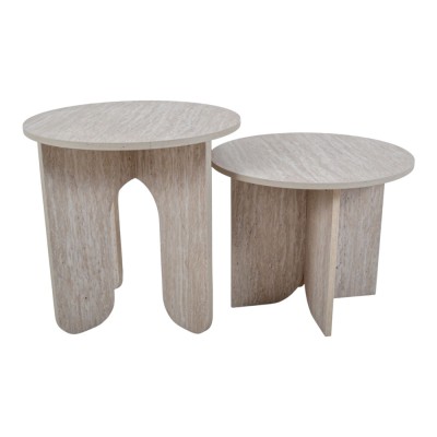 ΤΡΑΠΕΖΙ ΞΥΛΙΝΟ ΜΕ ΟΨΗ ΦΥΣΙΚΗΣ ΠΕΤΡΑΣ 50x50x40εκ. ANKOR