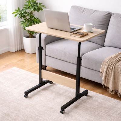 ΤΡΑΠΕΖΙ ΤΗΛΕΣΚΟΠΙΚΟ ΤΡΟΧΗΛΑΤΟ ΣΕ ΦΥΣΙΚΟ ΜΑΥΡΟ ΚΑΙ ΧΡΩΜΑ 60x40x89εκ. ANKOR