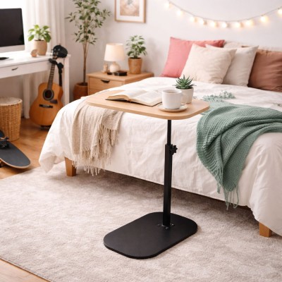 ΤΡΑΠΕΖΙ ΤΗΛΕΣΚΟΠΙΚΟ ΣΕ ΦΥΣΙΚΟ ΚΑΙ ΜΑΥΡΟ ΧΡΩΜΑ 45x28x75εκ. ANKOR