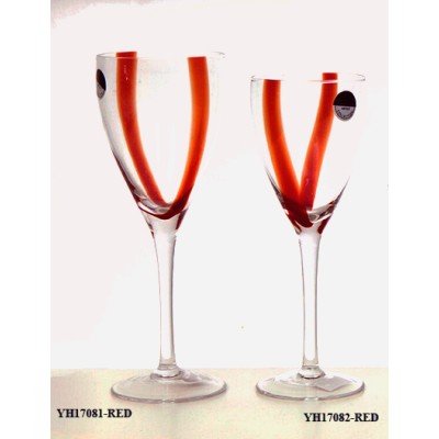 Γυάλινα Ποτήρια Κρασιού/Νερού Κολωνάτο Σετ 6 Τεμαχίων VH17081-RED-VH17082-RED