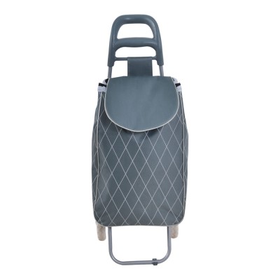 ΚΑΡΟΤΣΙ ΛΑΪΚΗΣ ΜΕΤΑΛΛΙΚΟ ΜΕ ΓΚΡΙ ΣΑΚΟ ΚΑΙ ΓΕΩΜΕΤΡΙΚΟ ΣΧΕΔΙΟ 35x27x94εκ. ANKOR