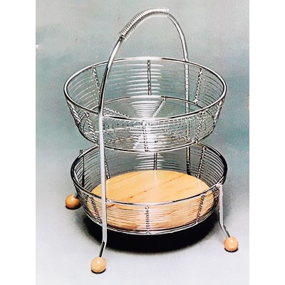 Διώροφος μεταλλική - ξύλινη φρουτιέρα