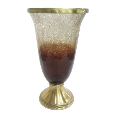 Βάζο Γυάλινο Κρακελέ Διακοσμητικό με χρυσά τελειώματα 5647TTB