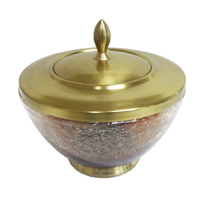 Φοντανιέρα με καπάκι Γυάλινη Κρακελέ Διακοσμητική 6619TTB