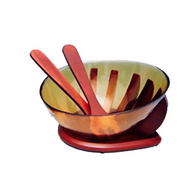 Σαλατιέρα Γυάλινη Με Σετ Σερβιρίσματος Σε Ξύλινη Βάση