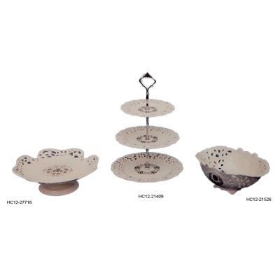 Φρουτιέρα κεραμική 3 θέσεων- Κουπ κεραμικά