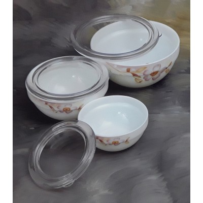 Σετ 3 Γυάλινα Οπάλ Τάπερ Με Πλαστικό Καπάκι