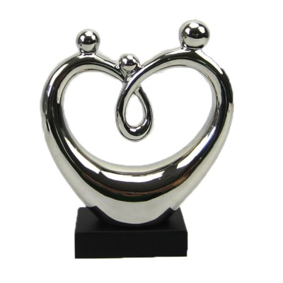 Κεραμική Διακοσμητική Φιγούρα Ζευγάρι Καρδιά Ασημί