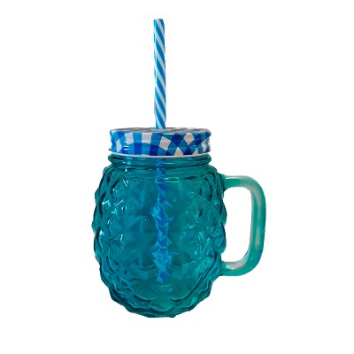 Γυάλινο Ποτήρι Με Καπάκι Και Καλαμάκι