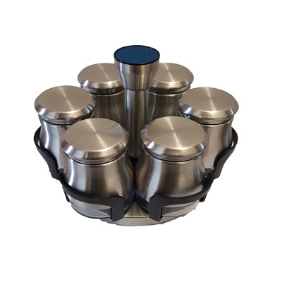 Θήκη Για Μπαχαρικά Inox Με Περιστρεφόμενη Βάση 6τεμ.