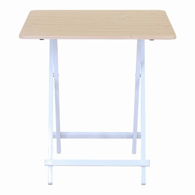 ΤΡΑΠΕΖΙ ΑΝΑΔΙΠΛΟΥΜΕΝΟ MDF ΜΕ ΜΕΛΑΜΙΝΗ ΣΕ ΦΥΣΙΚΗ ΑΠΟΧΡΩΣΗ ΞΥΛΟΥ KAI ΑΣΠΡΟ ΜΕΤΑΛΛΙΚΟ ΣΚΕΛΕΤΟ 70x70x74εκ ANKOR