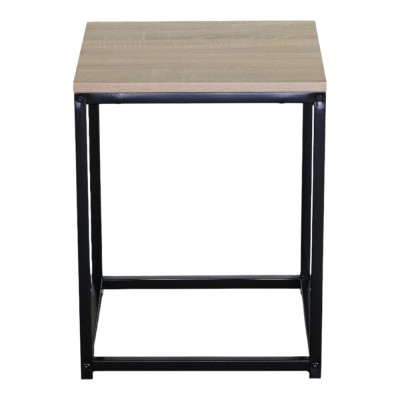 ΤΡΑΠΕΖΑΚΙ MDF ΜΕ ΜΕΛΑΜΙΝΗ ΣΕ ΦΥΣΙΚΗ ΑΠΟΧΡΩΣΗ ΞΥΛΟΥ KAI ΜΑΥΡΟ ΜΕΤΑΛΛΙΚΟ ΣΚΕΛΕΤΟ 40x40x50,1εκ. ANKOR