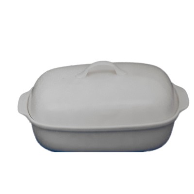 Πυρίμαχο Λευκό Ορθογώνιο Σκεύος Με Καπάκι