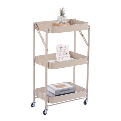 ΤΡΟΛΕΪ ΑΠΟΘΗΚΕΥΣΗΣ ΑΝΑΔΙΠΛΟΥΜΕΝΟ ΜΕ 3 ΚΑΛΑΘΙΑ ΜΕΤΑΛΛΙΚΟ ΣΕ TAUPE ΧΡΩΜΑ 46x29x77εκ. ANKOR