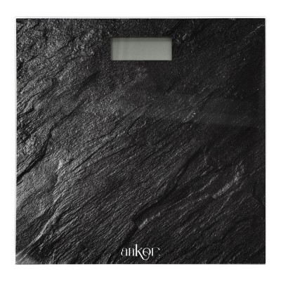 ΗΛΕΚΤΡΟΝΙΚΗ ΖΥΓΑΡΙΑ ΜΠΑΝΙΟΥ ΨΗΦΙΑΚΗ ΓΥΑΛΙΝΗ ΜΕ ΣΧΕΔΙΟ ΜΑΥΡΗ ΠΕΤΡΑ 30x30x2,5 εκ.ANKOR