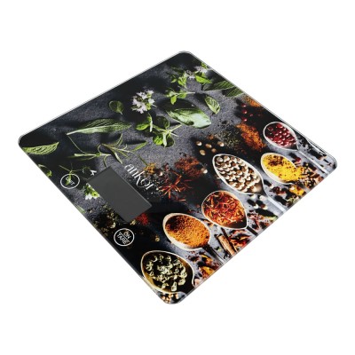 ΖΥΓΑΡΙΑ ΗΛΕΚΤΡΟΝΙΚΗ ΤΕΤΡΑΓΩΝΗ 15kg ΓΥΑΛΙΝΗ ΜΕ ΣΧΕΔΙΟ ΜΠΑΧΑΡΙΚΑ 21x21x2 εκ. ANKOR