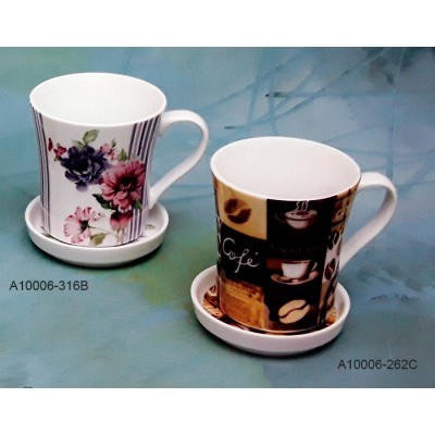 Πορσελάνινη Κούπα Και Πιατάκι Flowers-Coffee