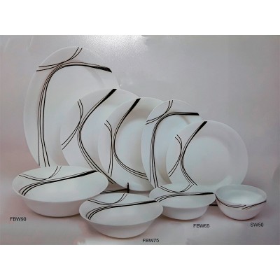 Πιάτα Πορσελάνης Στρογγυλά Με Σχέδιο Γραμμές