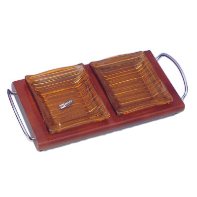 Ορντεβιέρα γυάλινη 2 θέσεων σε ξύλινη βάση GW427