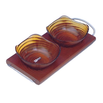 Ορντεβιέρα γυάλινη 2 θέσεων σε ξύλινη βάση GW488