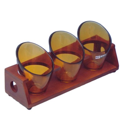 Ορντεβιέρα γυάλινη 3 θέσεων σε ξύλινη βάση GW462