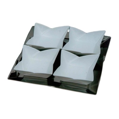 Ορντεβιέρα Πορσελάνης 4 Θέσεων Σε Κεραμικό Ασημί Δίσκο 8351-5N