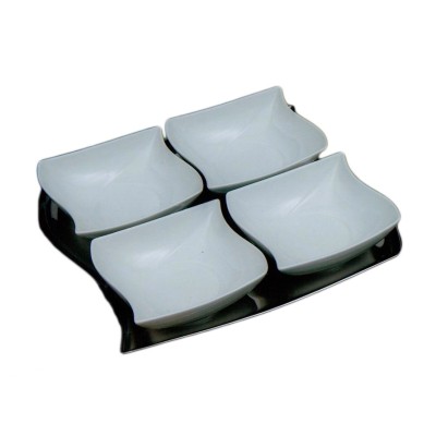 Ορντεβιέρα Πορσελάνης 4 Θέσεων Σε Κεραμικό Ασημί Δίσκο 8343-5N