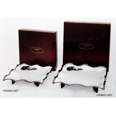 Πιατέλα Τετράγωνη Κυματιστή Λευκή Πορσελάνη HG0432-Q07|HG0431-Q07