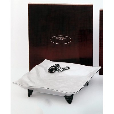 Πιατέλα Τετράγωνη Κυματιστή Λευκή Πορσελάνη HG0425-Q07