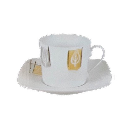 Φλυτζάνια Τσαγιού - Καφέ Πορσελάνης 6 Τεμαχίων με διακοσμητικό φύλλο