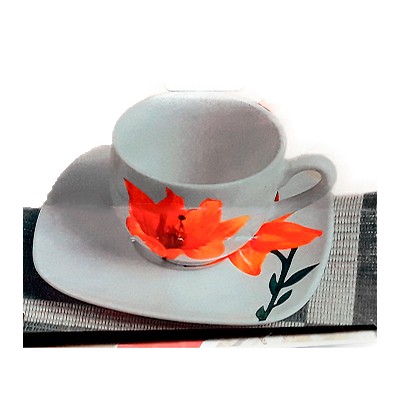 Φλυτζάνια Καφέ Πορσελάνης 6 Τεμαχίων Με Διακοσμητικό Λουλούδι