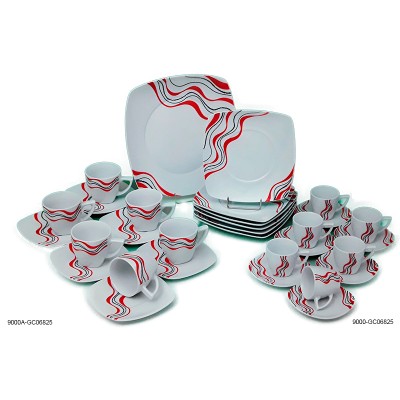 Φλυτζάνια Τσαγιού - Καφέ Πορσελάνης 6 Τεμαχίων Με Γραμμικά Σχέδια