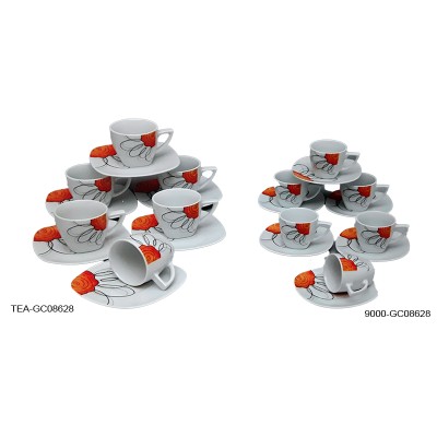 Φλυτζάνια Τσαγιού - Καφέ Πορσελάνης 6 Τεμαχίων Μαργαρίτα