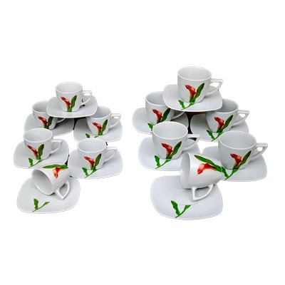 Φλυτζάνια Τσαγιού - Καφέ Πορσελάνης 6 Τεμαχίων Κρίνος