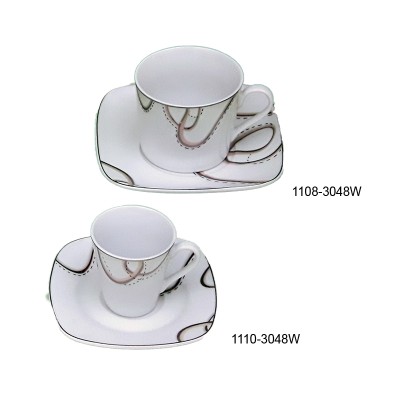 Φλυτζάνια Τσαγιού - Καφέ Πορσελάνης 6 Τεμαχίων Λευκό/Χρυσό