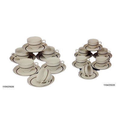 Φλυτζάνια Τσαγιού Πορσελάνης 6 Τεμαχίων Ασημί/Λευκό