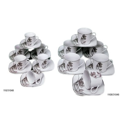 Φλυτζάνια Τσαγιού - Καφέ Πορσελάνης 6 Τεμαχίων Λουλούδια