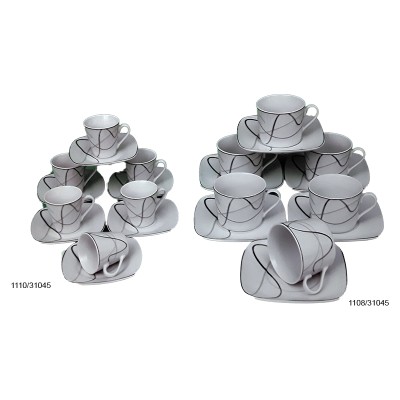 Φλυτζάνια Τσαγιού - Καφέ Πορσελάνης 6 Τεμαχίων με αφηρημένα σχέδια