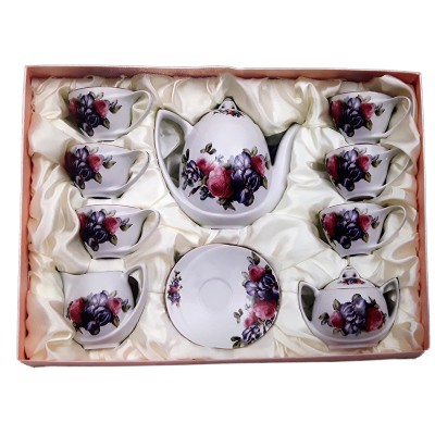 Σερβίτσιο Τσαγιού Πορσελάνης 15τεμ. Ροζ-Μοβ Λουλούδια