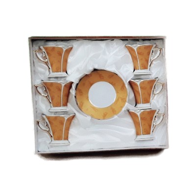 Σετ Φλυτζάνια Καφέ Πορσελάνης 6τεμ. Κίτρινη Απόχρωση