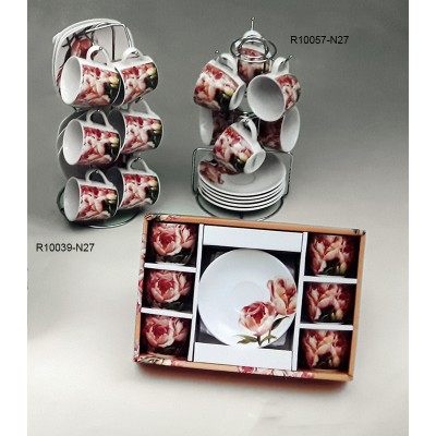 Φλυτζάνια Τσαγιού-Καφέ Πορσελάνης Σετ 6τεμ. Με Chrome Βάση