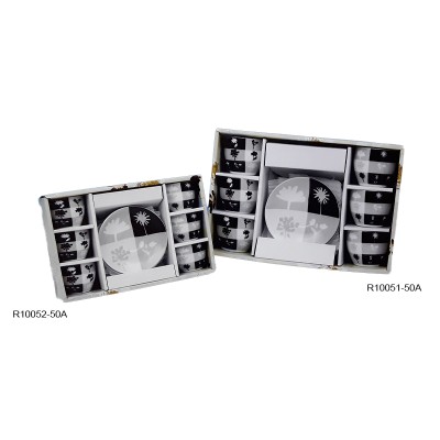 Σετ Φλυτζάνια Τσαγιού-Καφέ Πορσελάνης 6τεμ. Λευκό/Γκρι/Μαύρο